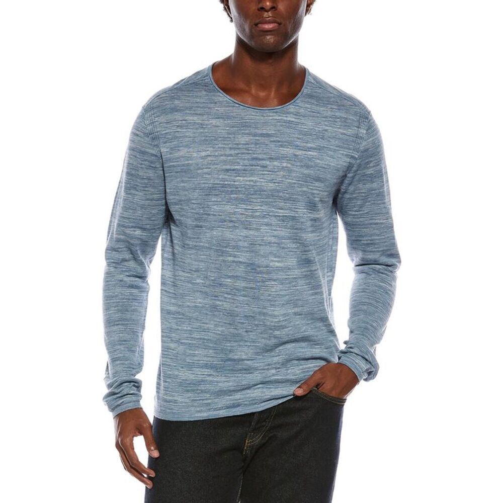 John Varvatos Mens  Omar Space Dye Linen-Blend Shirt, Blue